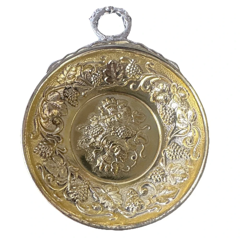 Vintage Wine Tasting Cup Pendant SET Gold Over Silver‎ Plate Made In Japan